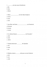 Немецкий язык, Kontrolltest, 1 семестр Образец 26410