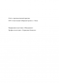 Отчёт о производственной практике - ООО «Алкогольная Сибирская Группа» (г. Омск) Образец 65818