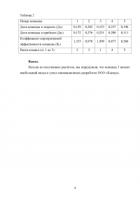 Эффективность инновационных проектов, задача: Какая из команд вносит наибольший вклад в успех инновационных разработок ООО «Каскад» Образец 69719